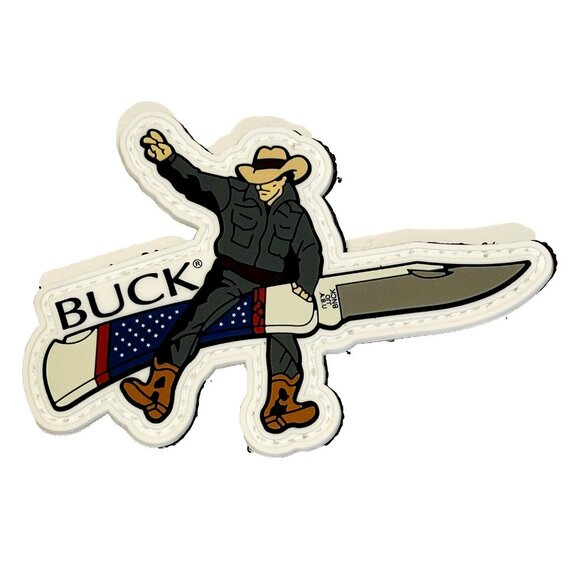 Buck Knives 110 Hunter Stars and Stripes Cowboy PVC Patch + Sticker - Picture 2 of 5